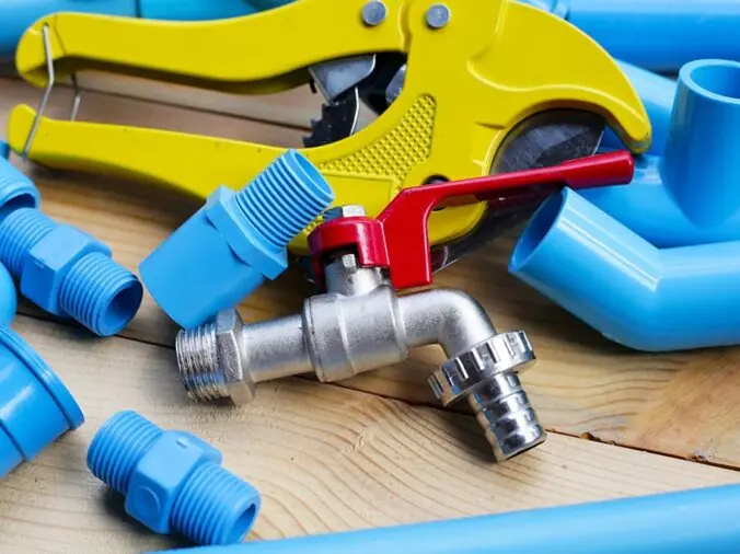 plumbing tools, PVC connectors, stainless valve and PVC pipe cutter